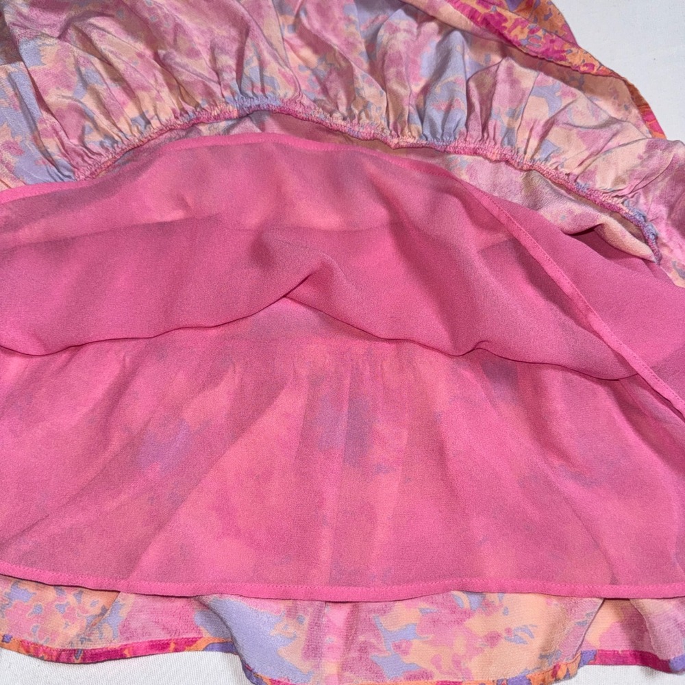 Rails Jasmine Pink Floral Abstract Smocked Waist V-Neck Mini Dress XS - Picture 9 of 12